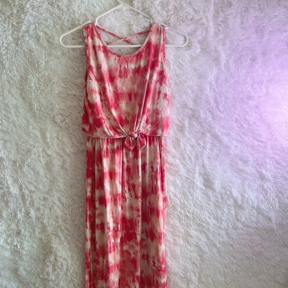 Pink and white tie die long dress! Super cute and perfect for the summer/spring! - Picture 1 of 5
